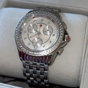 Michele Belmore Silver Diamond Watch
